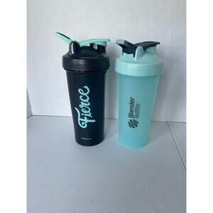 Blender Bottle Set of 2 aqua and black